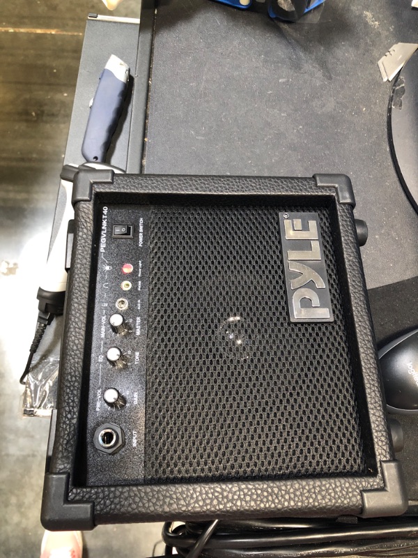 Photo 3 of Pyle Portable Electric Guitar Amp, 10 Watt Mini Combo Amplifier with Distortion, Gain, Tone, Master, AUX, Headphone Output