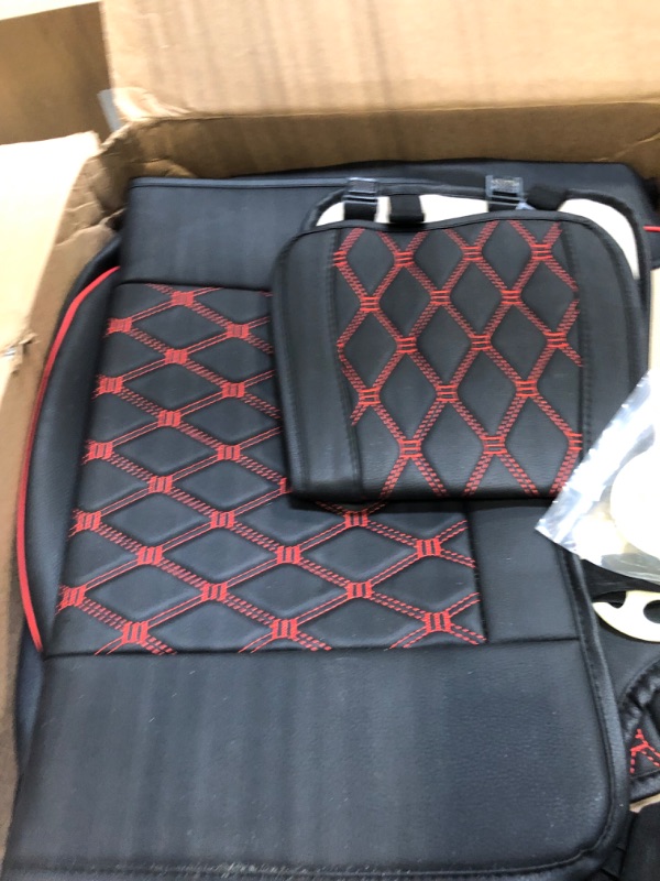 Photo 4 of Aierxuan Car Seat Covers Full Set with Waterproof Leather Automotive Vehicle Cushion for Cars SUV Pick-up Truck Fit for 2009 to 2023 Ford F150 Carhartt and 2017 to 2023 F250 F350 F450 Black-Red 5 pcs Full seat