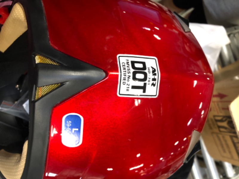 Photo 4 of AHR Motorcycle Helmet Dual Visor Modular Flip up Full Face Helmet DOT Approved - AHR Helmet Run-M1 & M3 for Adult Motorbike Street Bike Moped Racing M1 - Red Large