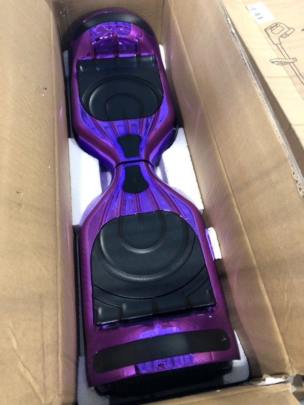 Photo 4 of Flash Wheel Hoverboard 6.5 inch Bluetooth Speaker with LED Light Self Balancing Wheel Electric Scooter - Chrome Purple