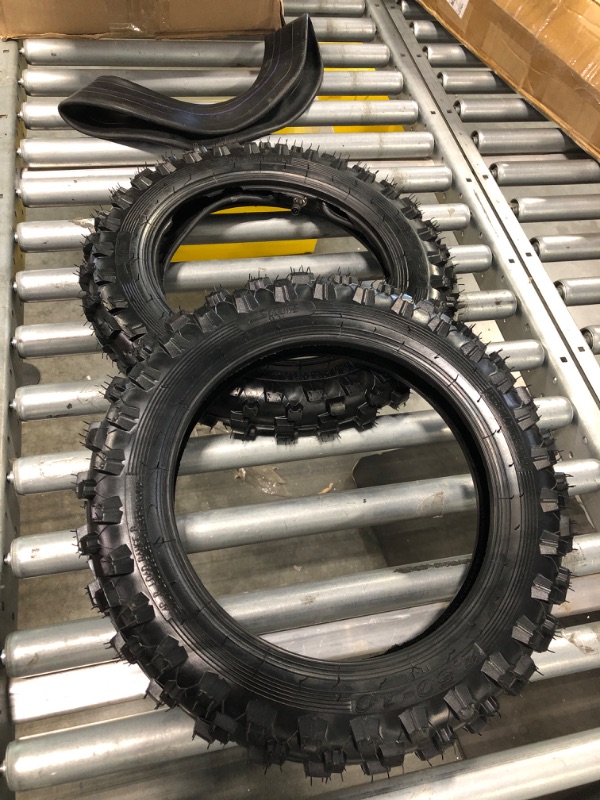 Photo 2 of (2 Set) 2.5-10" Off-Road Tire and Inner Tube Set - Dirt Bike Tire with 10-Inch Rim and 2.5/2.75-10 Dirt Bike Inner Tube Heavy Duty Replacement with Honda CRF50/XR50, Suzuki DRZ70/JR50 and Yamaha PW50