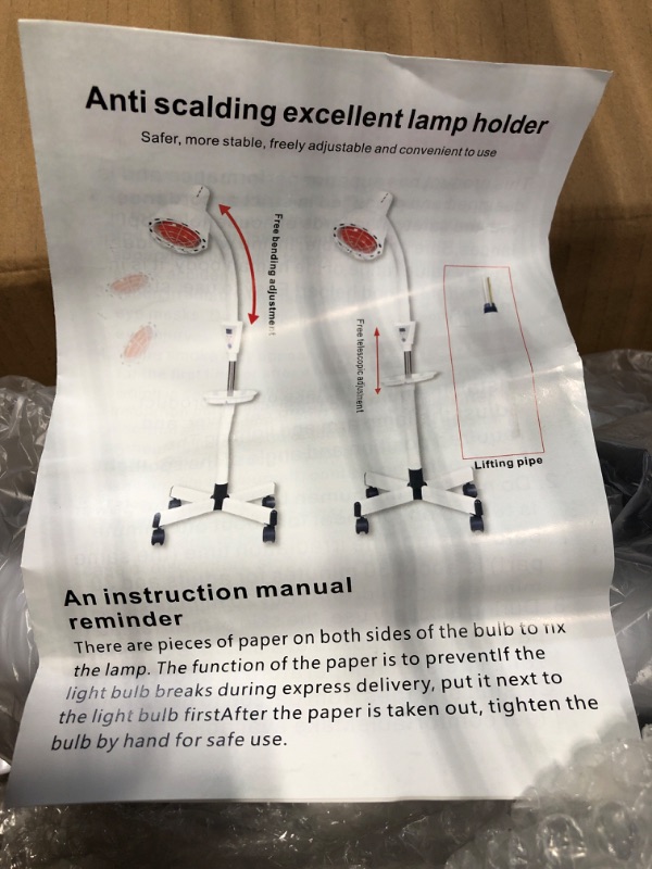 Photo 1 of Infrared-Light-Red-Heat-lamp - 275W Near Red Infrared Heat Lamp for Relieve Joint Pain and Muscle Aches for Body Standing Heat Lamp White