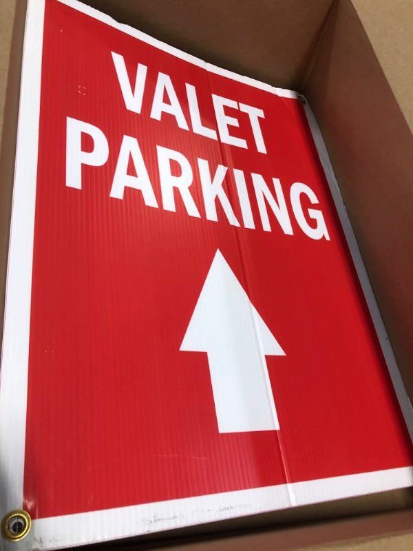 Photo 3 of A-Frame Sidewalk Valet Parking with Up Arrow Sign with Graphics On Each Side | 18" X 24" Print Size