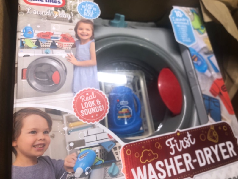 Photo 3 of Little Tikes First Washer Dryer - Realistic Pretend Play Appliance for Kids, Interactive Toy Washing Machine with 11 Laundry Accessories, Unique Toy, Ages 2+