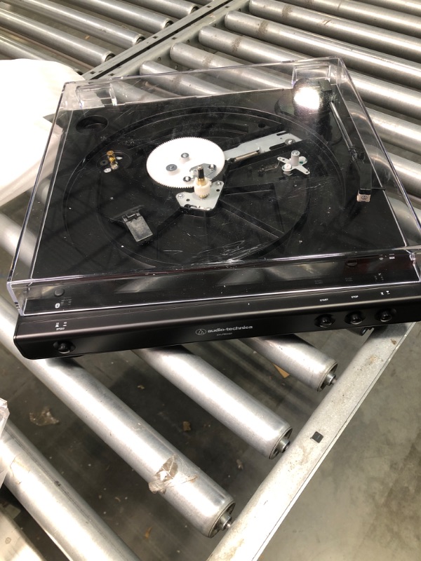 Photo 1 of Audio-Technica AT-LP60X-BK Fully Automatic Belt-Drive Stereo Turntable, Black, Hi-Fi, 2 Speed, Dust Cover, Anti-Resonance, Die-Cast Aluminum Platter