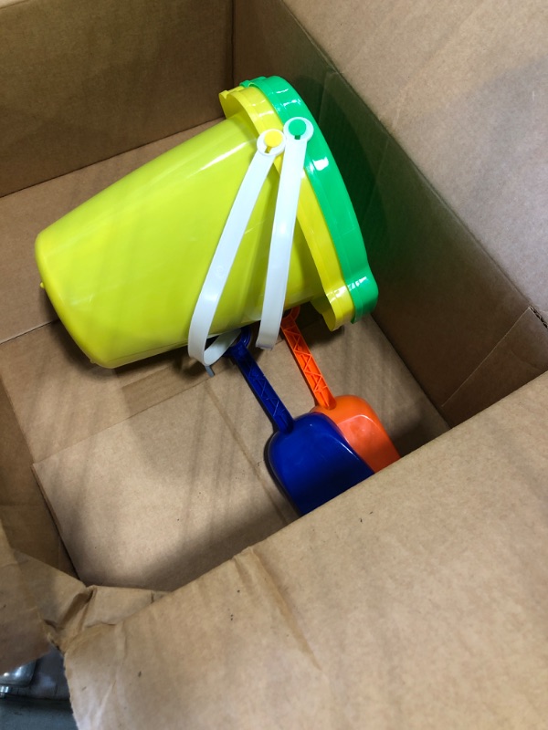 Photo 1 of 4E's Novelty 2 Packs 7.5" Beach Buckets and Shovels for Kids - Strong Large Sand Bucket for Toddler Beach Toys for Kids 3-10, Sandbox Toys
