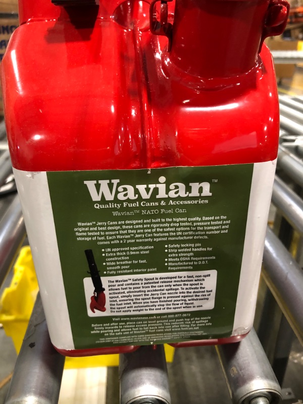 Photo 4 of Wavian USA JC0010RVS Authentic NATO Jerry Fuel Can and Spout System Red (10 Litre)