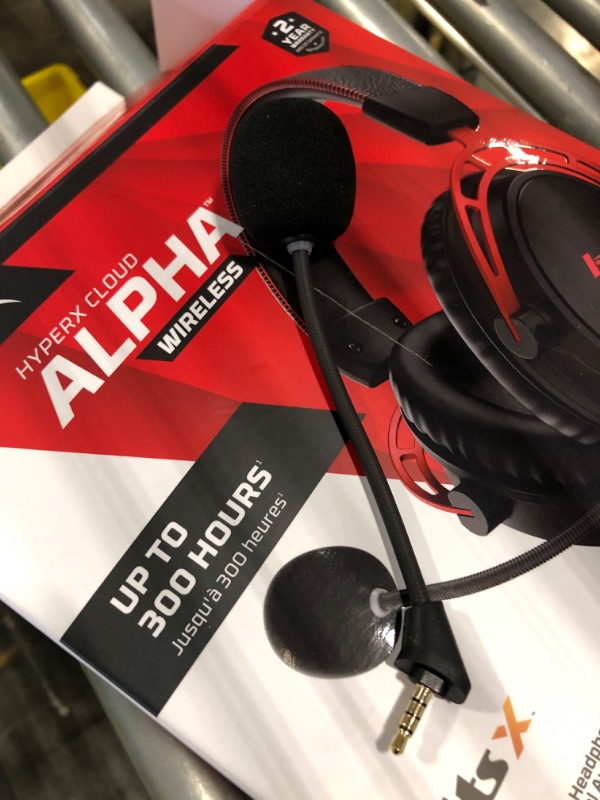 Photo 6 of HyperX Cloud Alpha Wireless - Gaming Headset for PC, 300-hour battery life, DTS Headphone:X Spatial Audio, Memory foam, Dual Chamber Drivers, Noise-canceling mic, Durable aluminum frame Red Wireless Cloud Alpha Headset