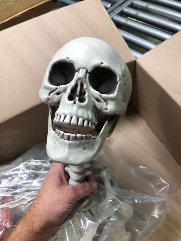 Photo 3 of 36" Skeleton Halloween Decorations, 3FT Realistic Full Body Movable Posable Joints Skeleton, Creepy Halloween Plastic Skeleton for Graveyard Decorations, Haunted House Props Indoor/Outdoor Decor