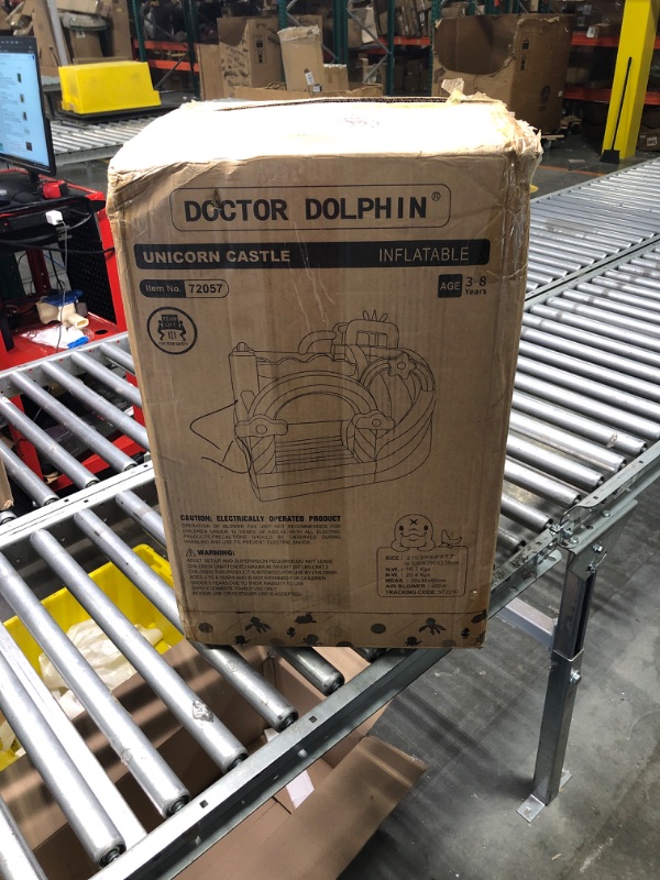 Photo 1 of Doctor Dolphin Inflatable Bounce House for Kids Unicorn Bouncy House with Blower Toddle Bouncy Castle Kids Slide for Outdoor