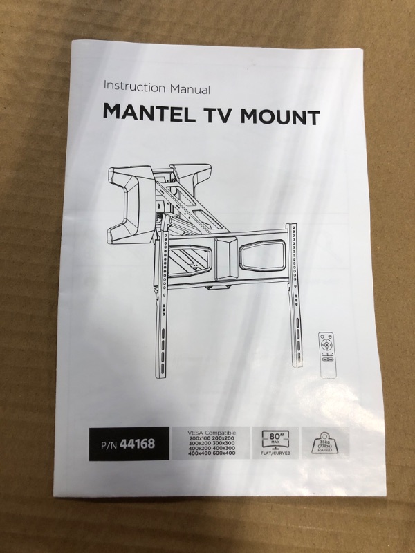 Photo 2 of MantelMount MM340 Above Fireplace Pull Down TV Mount - with Patented auto-straightening, auto-stabilization, 2 Gas Pistons, Adjustable Motion Stops, Wire tabs & Safety Pull-Down Handles