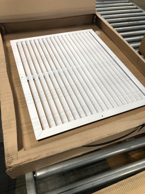 Photo 3 of Aluminum Return Grille HVAC Outdoor Louver Vent White (30" X 24"). The Duct Hole Must Measure 30" x 24" to fit.
