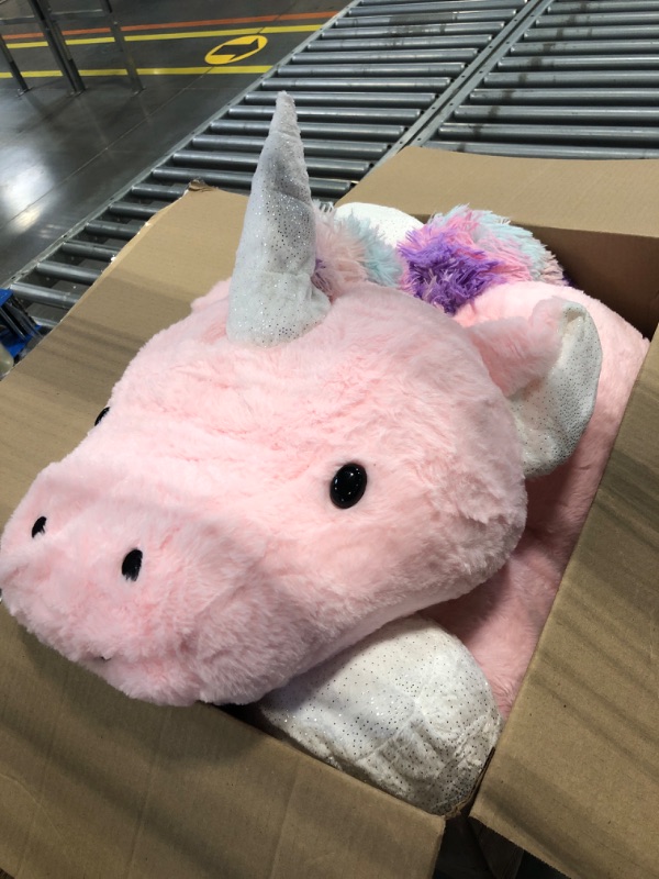 Photo 2 of Animal Adventure | Sqoosh2Poof Giant, Cuddly, Ultra Soft Plush Stuffed Animal with Bonus Interactive Surprise - 44" Unicorn