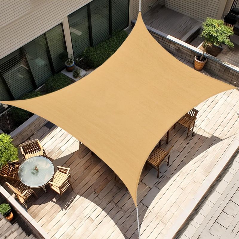 Photo 1 of Amagenix Sun Shade Sails Canopy, Rectangle Sand Outdoor Shade Canopy UV Block Awning for Outdoor Patio Garden Backyard