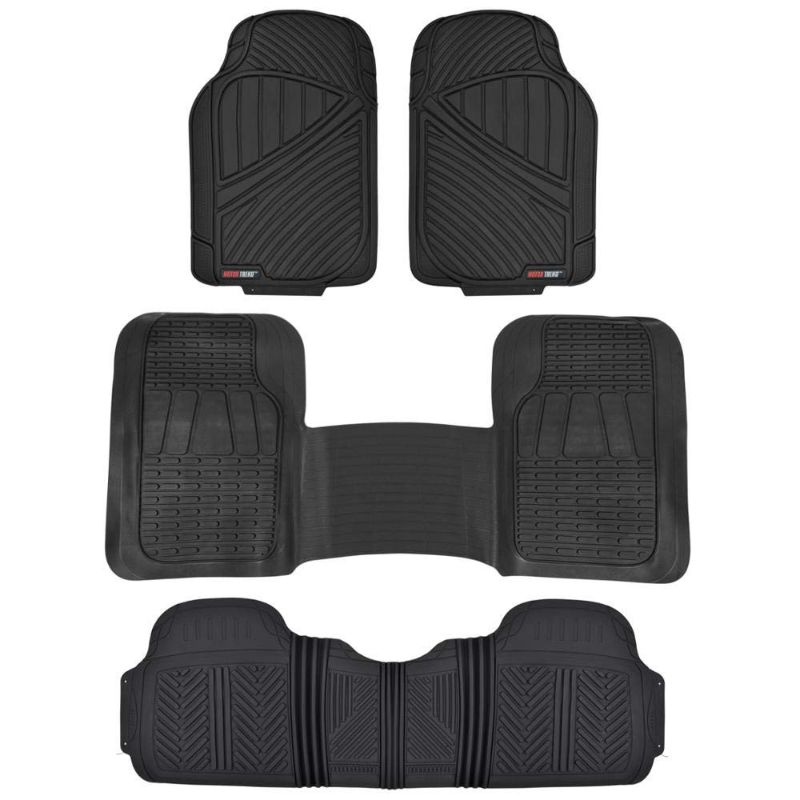 Photo 1 of Motor Trend FlexTough 3-Row Heavy Duty Rubber Floor Mats & Liners Mega Truck/SUV/Van Combo - Heavy Duty Odorless All Weather Protection, Universal Trim to Fit, Black