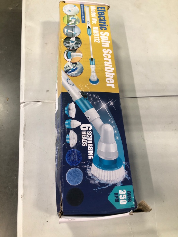 Photo 2 of Electric Spin Scrubber, GOFOIT Power Cordless Shower Scrubber with 6 Replaceable Brush Heads and 3 Adjustable Handle, Rechargeable Spin Scrubber for Bathroom Floor Tile