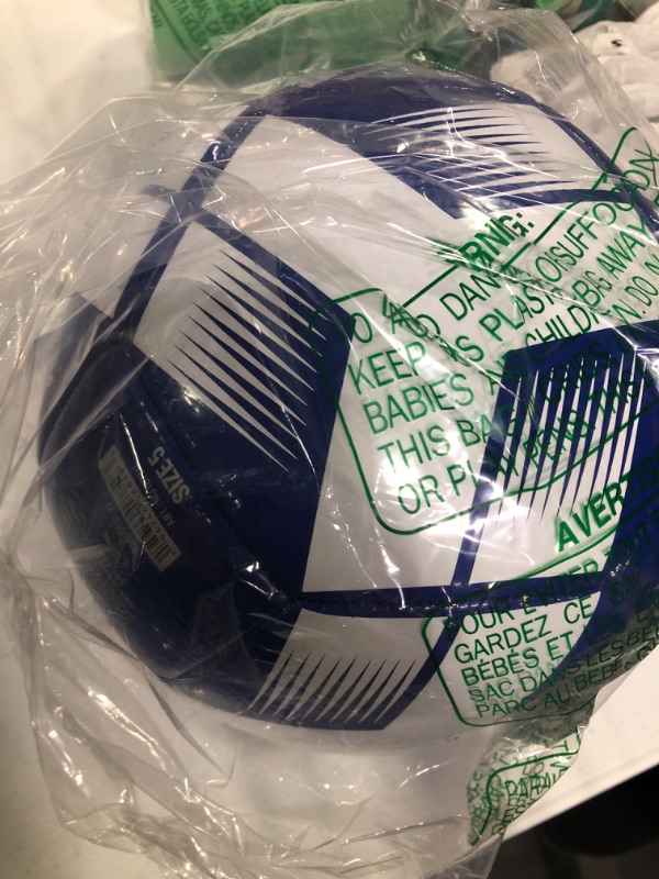 Photo 4 of adidas Starlancer V Club Soccer Ball Team Royal Blue/White 3 5 Royal Blue/White
 AND
Franklin Sports Mystic Soccer Balls - Soccer Ball and Air Pump Sets - Multiple Size Soccer Balls - Soft Cover - Perfect for Kids and Adults Size 4 - Ages 8-12