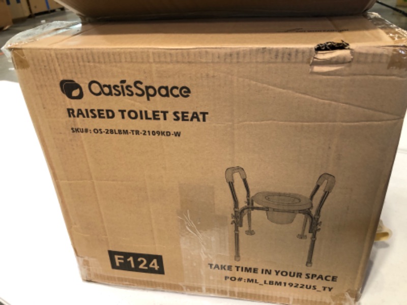 Photo 1 of OasisSpace Stand Alone Raised Toilet Seat 300lbs - Heavy Duty Medical Raised Homecare Commode and Safety Frame, Height Adjustable Legs, Bathroom Assist Frame for Elderly, Handicap, Disabled