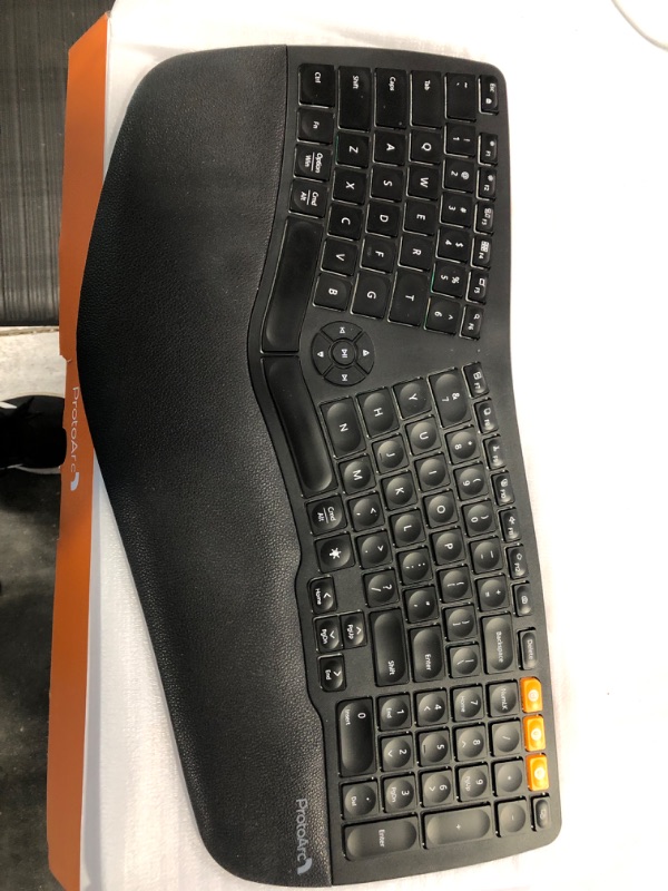 Photo 1 of ProtoArc Backlit Wireless Ergonomic Keyboard, EK01 Bluetooth Ergo Split Keyboard with Wrist Rest, Natural Typing, Multi-Device, Rechargeable, Windows/Mac/Android