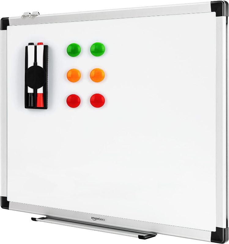 Photo 1 of Amazon Basics Magnetic Whiteboard with Pen Tray and Aluminium Strips, Dry-Erase