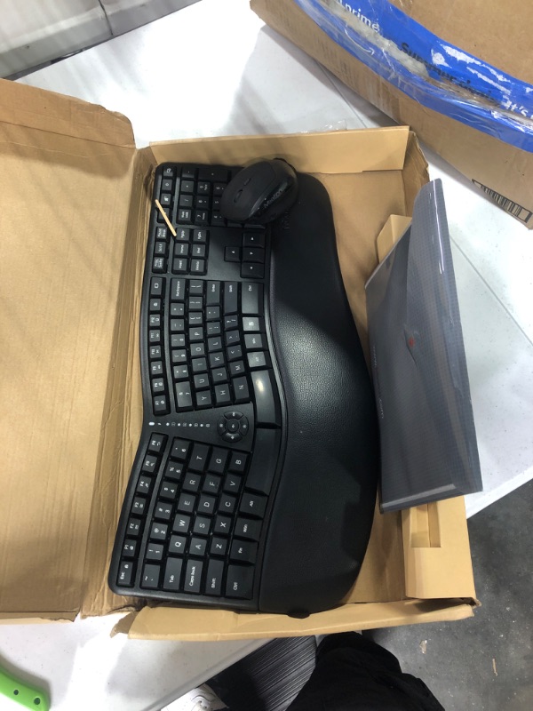 Photo 2 of MEETION Ergonomic Wireless Keyboard and Mouse, Ergo Keyboard with Vertical Mouse, Split Keyboard with Cushioned Wrist, Palm Rest, Natural Typing, Rechargeable, Full Size, Windows/Mac/Computer/Laptop