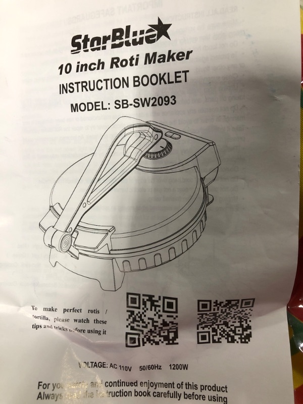 Photo 3 of 10inch Roti Maker by StarBlue with FREE Roti Warmer - The automatic Stainless Steel Non-Stick Electric machine to make Indian style Chapati, Tortilla, Roti AC 110V 50/60Hz 1200W
