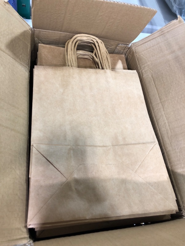Photo 1 of AlexHome 110 Pcs Brown Paper Bags with Handles,8.2x4.3x10.68 Inches,Size Small-Medium,Paper Gift Bags,Kraft Paper Bags Bulk for Grocery/Business Owners/Shopping/Party/Goody/Retail/Takeouts/Birthday/christmas,Brown,110 Count Brown 1 Count (Pack of 110)