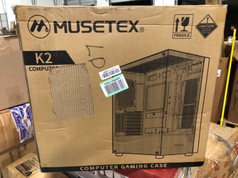 Photo 2 of MUSETEX PC CASE E-ATX Pre-Install 4 PWM ARGB Fans & 2 Side Fans, Type-C Mid Tower Computer Case with Full View Dual Tempered Glass, Gaming PC Case,Black(K2)