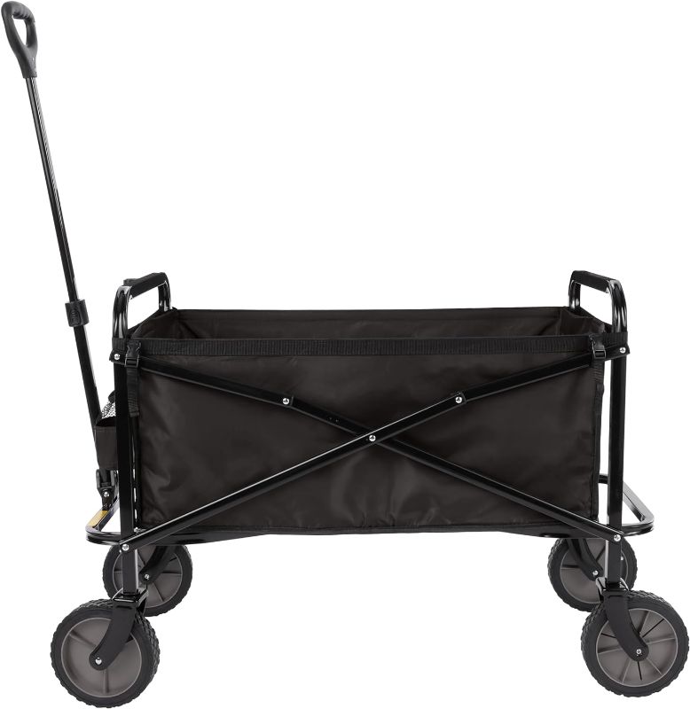 Photo 1 of Amazon Basics Collapsible Folding Outdoor Utility Wagon with Cover Bag, Black