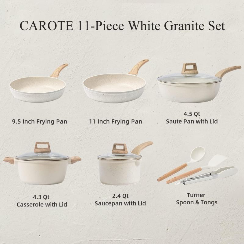 Photo 1 of 
Carote Nonstick Granite Cookware Sets 11 Pcs Stone