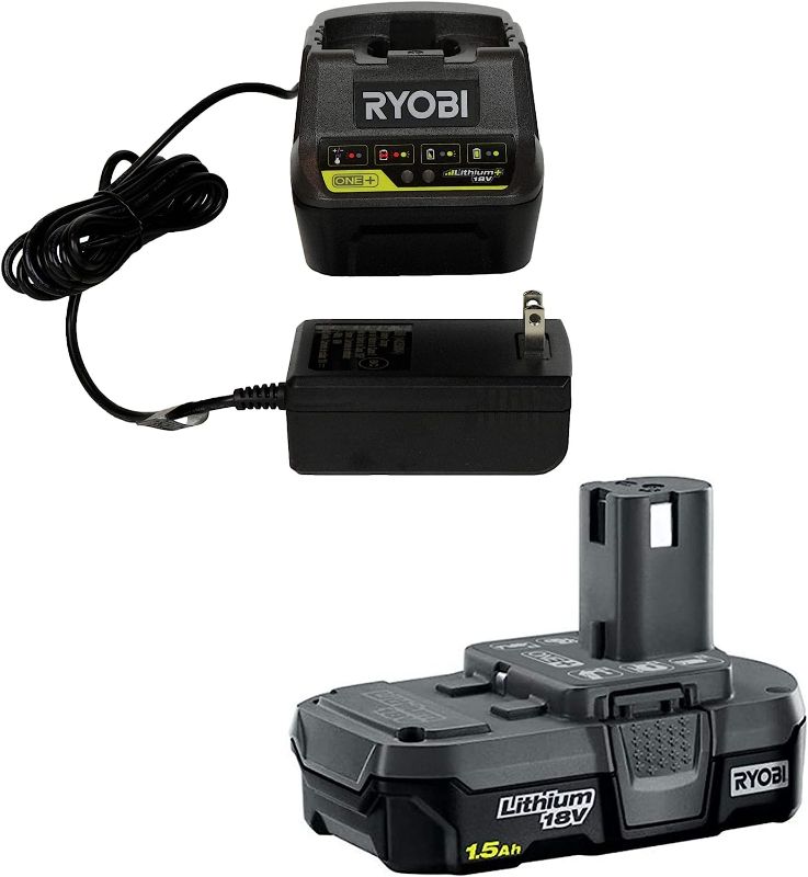 Photo 1 of Ryobi P118B 18V Battery Charger and Ryobi P189 18V 1.5 Ah Battery Combo Pack