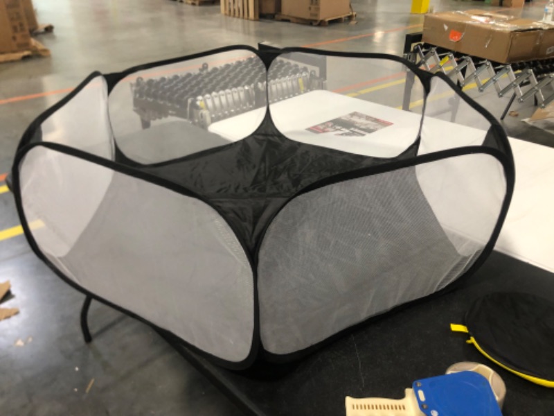 Photo 1 of Amakunft Guinea Pig Playpen with Cover, Hamster Playpen with Anti Escape Top, Rabbit Pop Up Playpen with Roof, Small Animal Play Pen Indoor, for Bunny/ Ferret/ Chinchilla/ Bearded Dragon/ Rat/ Kitten/ Cat Black