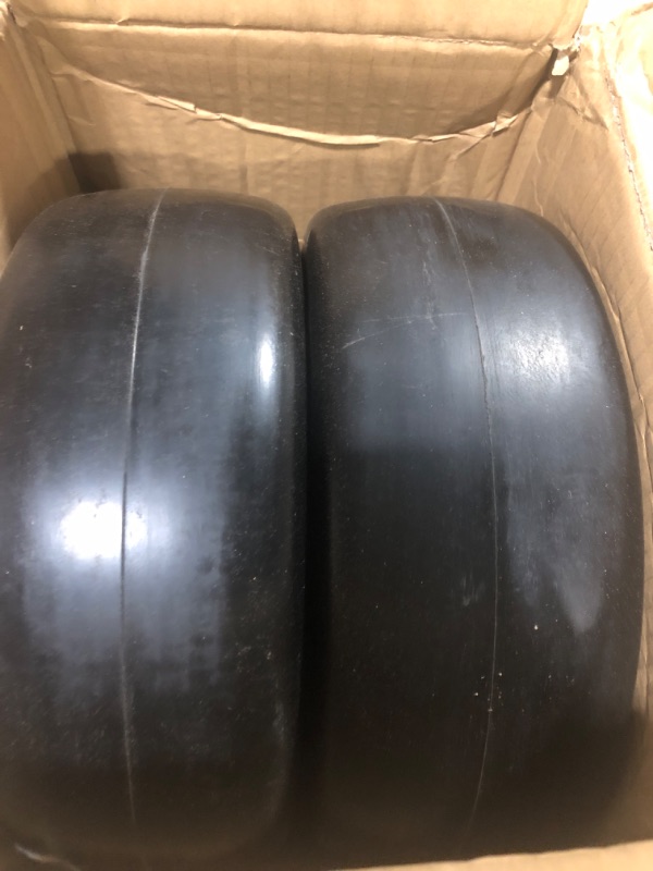 Photo 3 of 2 PCS 11x4.00-5" Flat Free Lawn Mower Tire on Wheel, 3/4" or 5/8" Bushing, 3.4"-4"-4.5 -5" Centered Hub, Universal Fit Smooth Tread Tire for Zero Turn Lawn Mowers, with Universal Adapter Kit