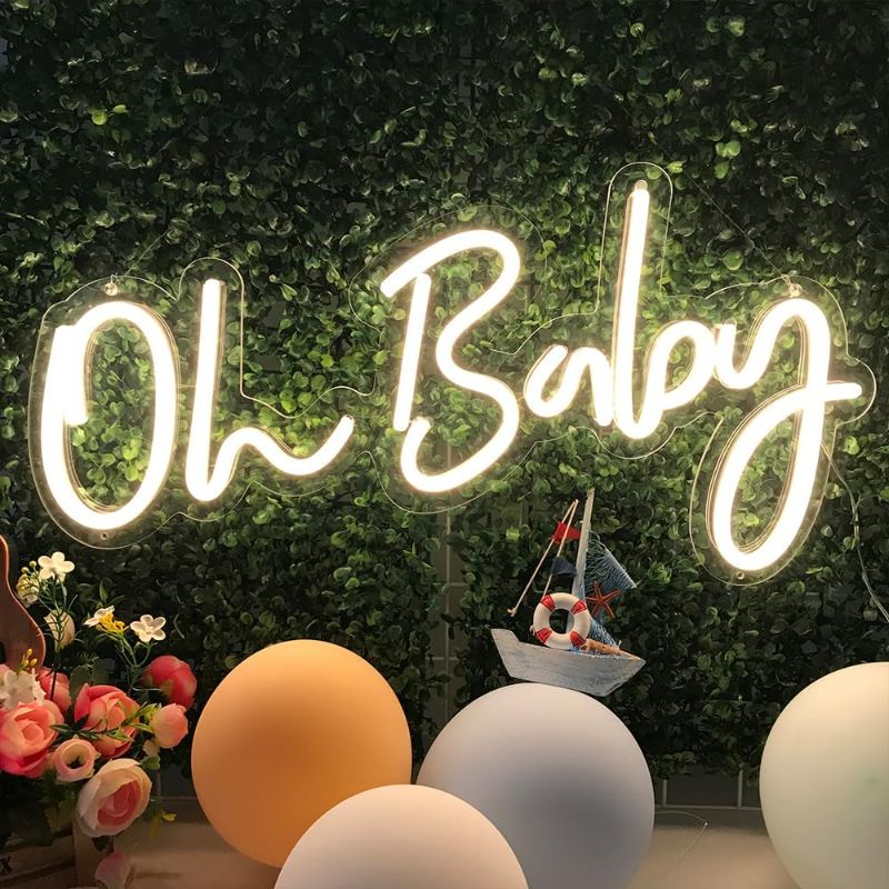 Photo 1 of 38?X15? Super Large Oh Baby Neon Sign For Backdrop, Oh Baby Sign For Baby Shower, Dimmable LED Light Up Sign For Gender Reveal, Wedding, Birthday Party Bedroom Decor, Warm White By DIVATLA