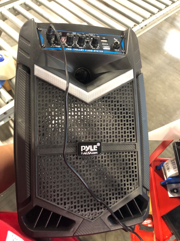 Photo 3 of 400W Rechargeable Outdoor Bluetooth Speaker Portable PA System w/ 8” Subwoofer 1” Tweeter, Recording Function, Mic In, Party Lights USB/SD, Radio - Pyle PPHP842B 8 in Speaker System