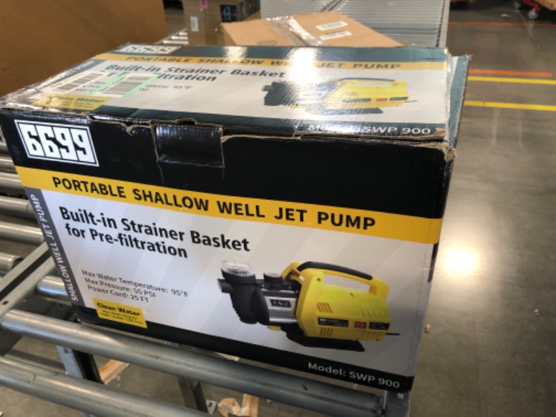 Photo 1 of 6699 3/4 HP Shallow Well Pump, Garden Pump, Jet Pump Portable Stainless Steel Water Transfer Draining Irrigation Pump for Water Removal, Lawn Fountain Pump with 25FT Power Cord 900 GPH 125 Feet Height