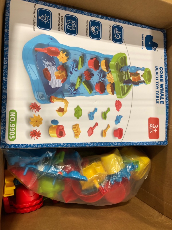 Photo 1 of Kids Waterfall Water Table Wall for Toddlers, Double-sided Water Wall Play Toys for 3 4 5 6 7 8 Years Old Boys Girls, 32-Pc Accessory Activity Sensory Table Outdoor Water Fun Toys for Age 3-8 Blue Water Table