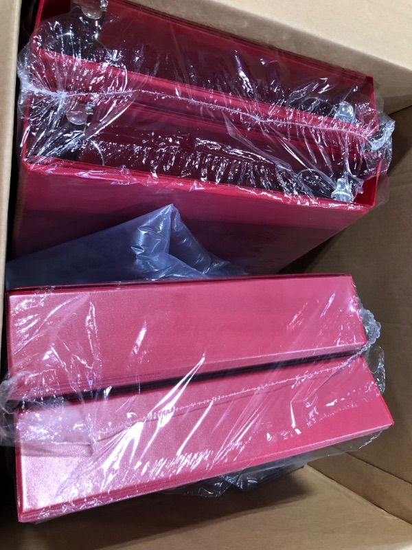Photo 1 of Samsill Economy 2 Inch 3 Ring Binder, Made in the USA, Round Ring Binder, Customizable Clear View Cover, Red, 4 Pack (MP48563) 2-Inch Red 4-Pack