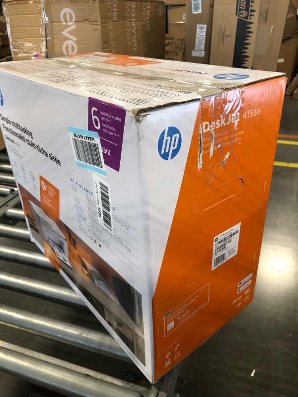 Photo 1 of HP DeskJet 4155e Wireless Color All-in-One Printer & 67XL Tri-Color High-Yield Ink Cartridge | 3YM58AN & 67XL Black High-Yield Ink Cartridge | 3YM57AN Printer + Tri-color Ink + Black Ink ( NO INK)