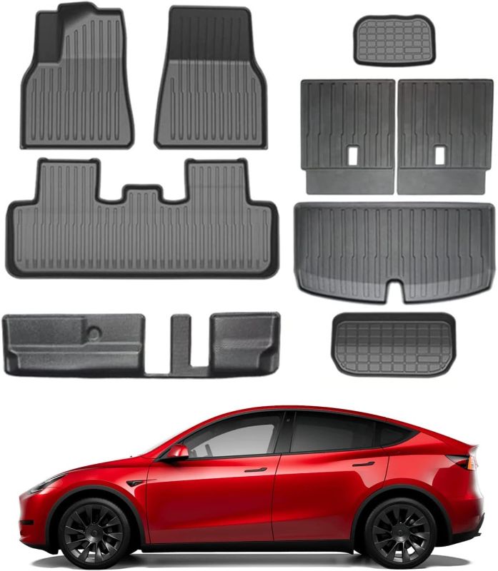 Photo 1 of KIKIMO Tesla Model Y Floor Mats 7 Seater,Tesla Model Y 2020-2023 Accessories,All Weather Floor Mat Front Rear Cargo Liner Mat(Not fit 5)