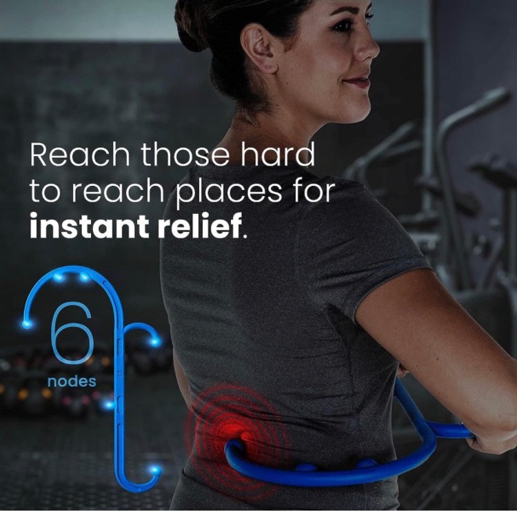 Photo 1 of LiBa Back and Neck Massager - Blue - for Trigger Point Fibromyalgia Pain Relief and Self Massage Hook Cane Therapy