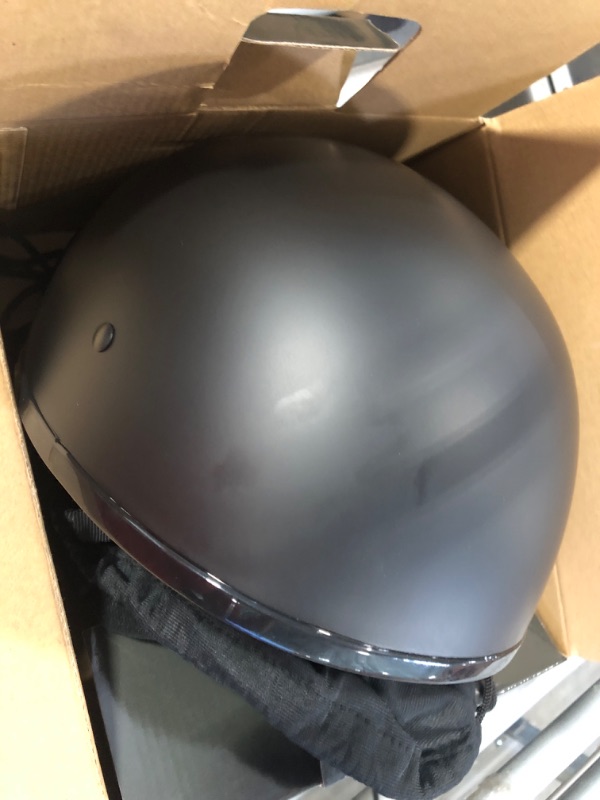 Photo 3 of AHR Run-C Half Face Helmet DOT Approved Motorbike Cruiser Chopper Matt Black XL