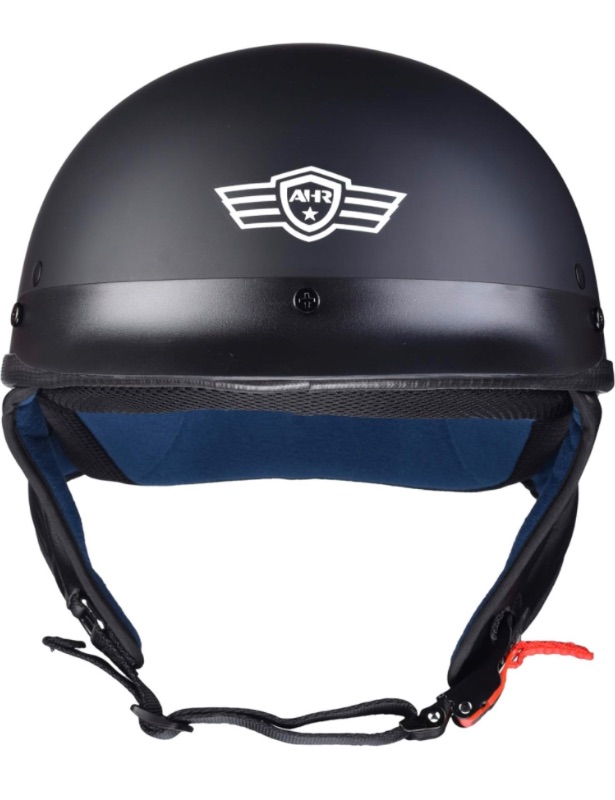 Photo 1 of AHR Run-C Half Face Helmet DOT Approved Motorbike Cruiser Chopper Matt Black XL