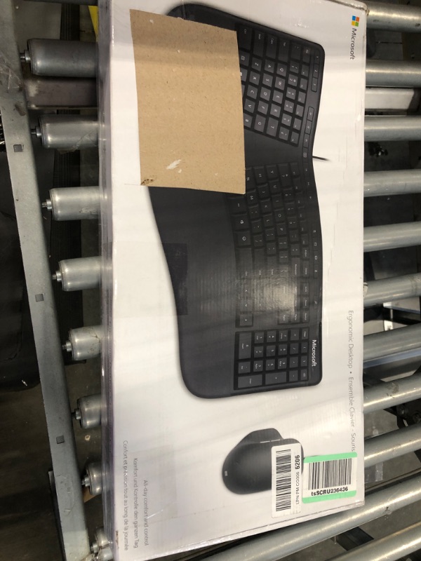 Photo 3 of Microsoft Ergonomic Desktop - Black - Wired, Comfortable, Ergonomic Keyboard and Mouse Combo, with Cushioned Wrist and Palm Support. Split Keyboard. Dedicated Office Key.