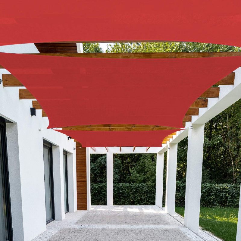 Photo 1 of  12' x 16' Red Sun Shade Sail Rectangle Canopy UV Block Awning Heavy Duty Commercial Grade for Patio Backyard Lawn Garden Outdoor Activities
