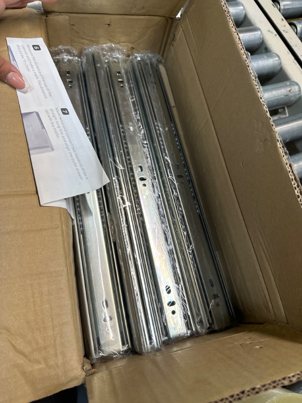 Photo 2 of 10 Pairs of 16 Inch Hardware 3-Section Full Extension Ball Bearing Side Mount Drawer Slides,100 LB Capacity Drawer Slide 16 Inch Zinc Plated
