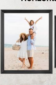 Photo 1 of  Picture Frame (Black) Wall or Tabletop Display, Graceful Beveled Detail Design Photo frames with High Definition Glass