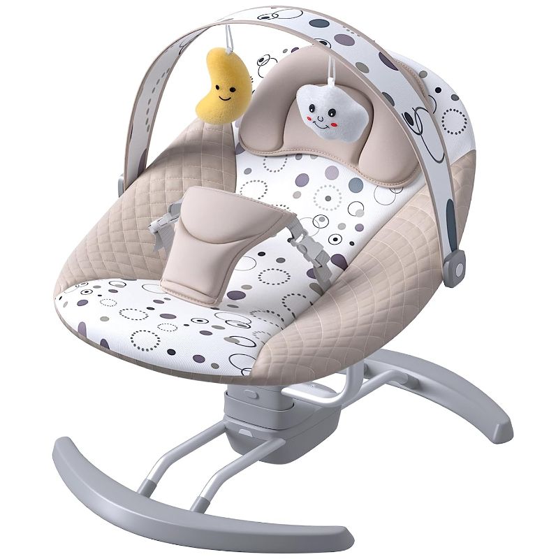 Photo 1 of kmaier Electric Baby Swing for Infants, Baby Rocker for Infants with 3 Speeds, 8 Lullabies, USB Cable & Battery Operated, Indoor & Outdoor Use, Remote Control
