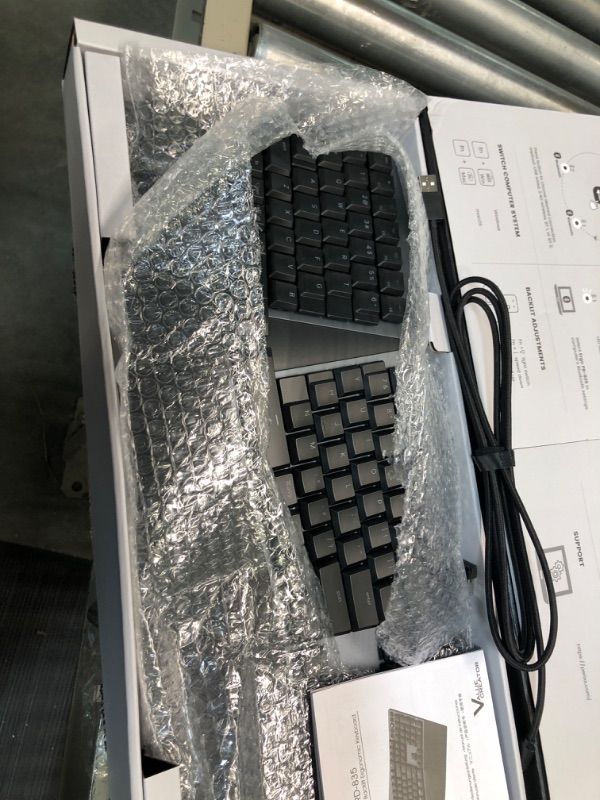Photo 1 of Perixx PERIBOARD-835BL Wireless Ergonomic Mechanical Keyboard - RGB Backlit - Low-Profile Blue Clicky Switches - Multi-Device Connection - Compatible with Windows and Mac OS X - US English Wireless Backlit Clicky