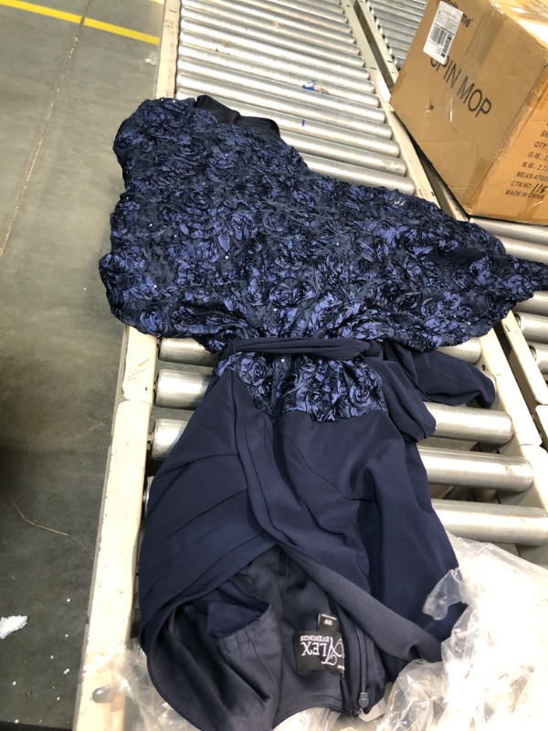 Photo 1 of Alex Evenings Women's Plus Size Tea Length Dress with Rosette Detail 18 Plus Navy Tie Front